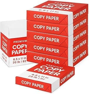 6 Reams Copy Paper (3,000 Sheets) - 8.5 x 11, 20 lb, Bright…