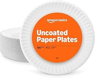 Amazon Basics 9" Uncoated White Paper Plates