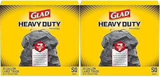 Glad Trash Bags, ForceFlexPlus Drawstring Large Garbage Bags…