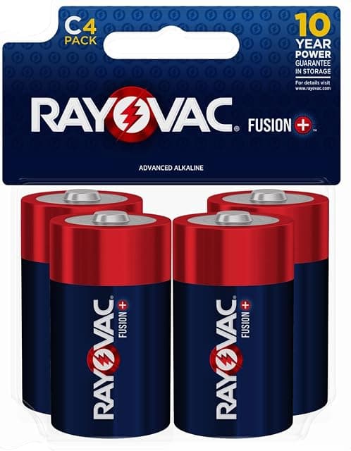 Rayovac Fusion C Batteries (4 Pack), Alkaline C Cell Batteries