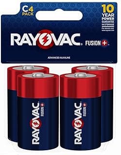 Rayovac Fusion C Batteries (4 Pack), Alkaline C Cell Batteries
