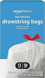 Amazon Basics Flextra Tall Kitchen Drawstring Trash Bags