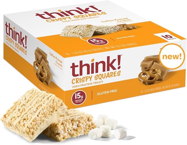 Think! High Protein Crispy Squares Toffee Pretzel Crunch Treat…