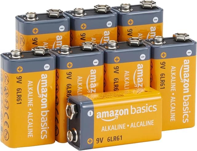 Amazon Basics 8-Pack 9V Long-Lasting Alkaline Batteries…