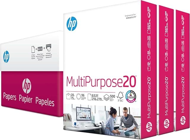 HP Printer Paper | 8.5 x 11 | MultiPurpose 20 lb | 3 Ream Case…