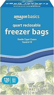 Reclosable Freezer Quart Food Storage Bags with Zipper Seal