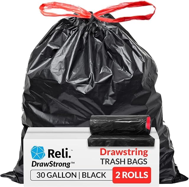 Reli. 30 Gallon Trash Bags Drawstring | 150 Count | Black | 30…