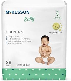 McKesson Size 3 Baby Diapers, 16 to 28 lbs, 28 Count, 1 Pack