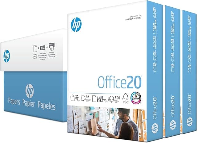 HP Printer Paper | 8.5 x 11 | Office 20 lb | 3 Ream Case…