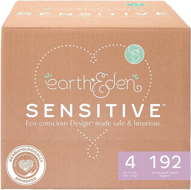 Earth & Eden Sensitive Baby Diapers, Size 4, 192 Count