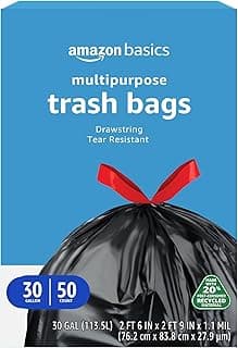 Amazon Basics 30 Gallon Multipurpose Drawstring Trash Bags