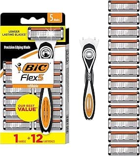 BIC Flex 5 Men's Refillable 5-Blade Razors with 1 Handle…
