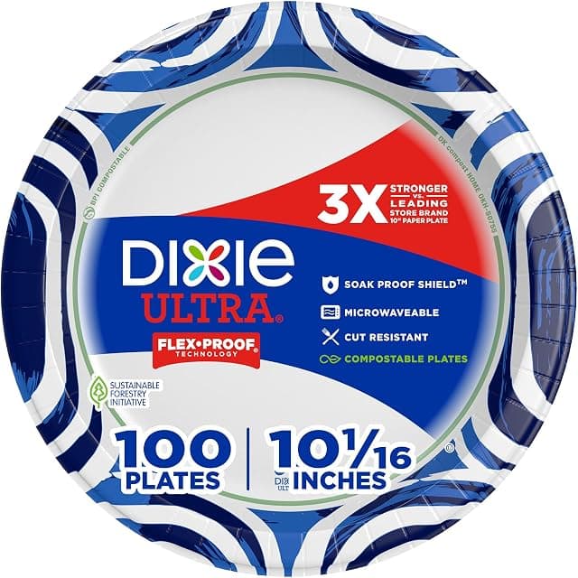 Dixie Ultra, Large Paper Plates, 10 Inch, 100 Count, 3X…