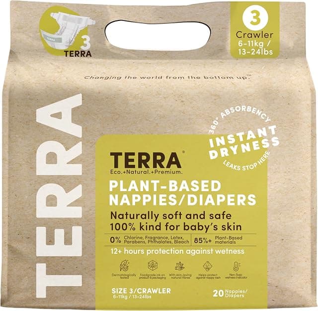 Terra Diapers Size 3: 85% Plant-Based Diapers