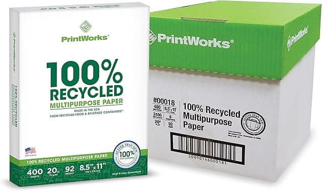 PrintWorks 100% Recycled Printer Paper 8.5 x 11 White - 20 lb…
