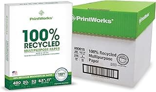 PrintWorks 100% Recycled Printer Paper 8.5 x 11 White - 20 lb…