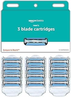 Amazon Basics 3-Blade Razor Refills for Men with Dual…