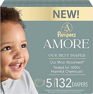Pampers Amore, Size 5 (20-37 lbs), 132 Count, Hypoallergenic…