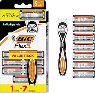BIC Flex 5 Men's Refillable 5-Blade Razors with 1 Handle and 7…