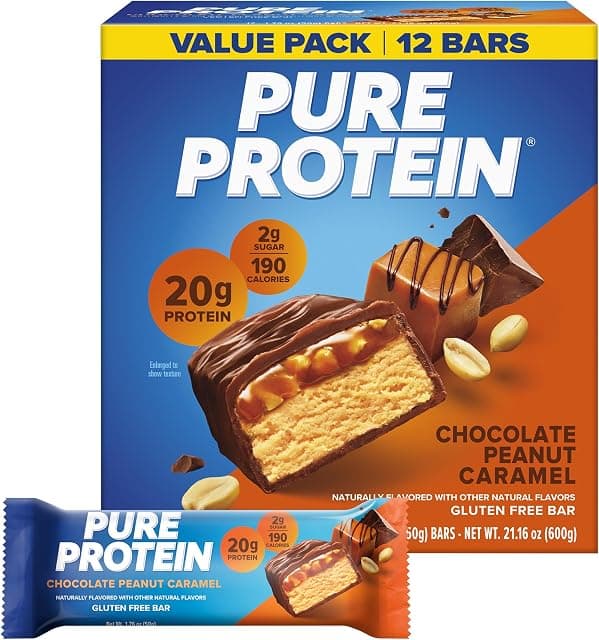 Pure Protein Chocolate Peanut Caramel Protein Bars – 20g…