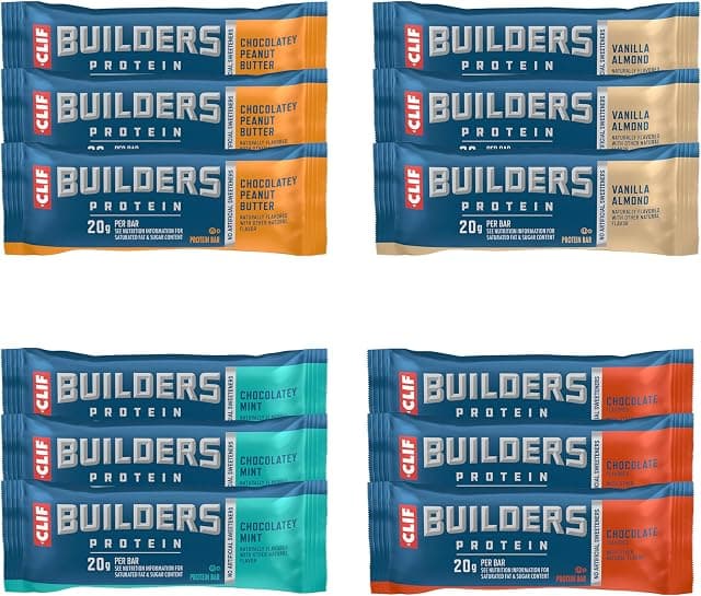 CLIF BUILDERS Protein Bars - 4-Flavor Variety Pack - 20g Plant…