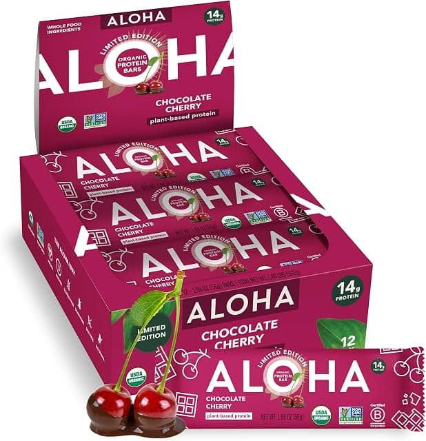 ALOHA Organic Plant Based Protein Bars - Chocolate Cherry - 12…