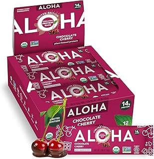 ALOHA Organic Plant Based Protein Bars - Chocolate Cherry - 12…