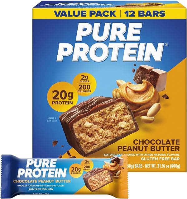 Pure Protein Chocolate Peanut Butter Protein Bars – 20g…