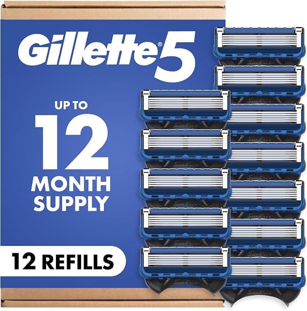 Gillette 5 Men's 5-Blade Razor Blade Refills, 12 Count