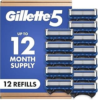 Gillette 5 Men's 5-Blade Razor Blade Refills, 12 Count