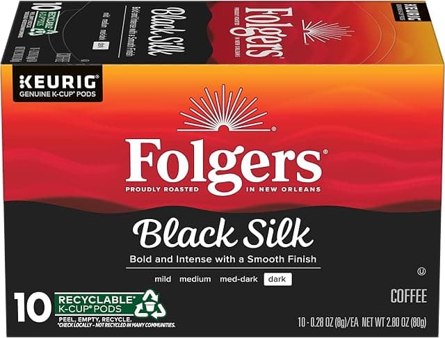 Black Silk Coffee, Dark Roast, Keurig K-Cup Pods, 10 Count Box