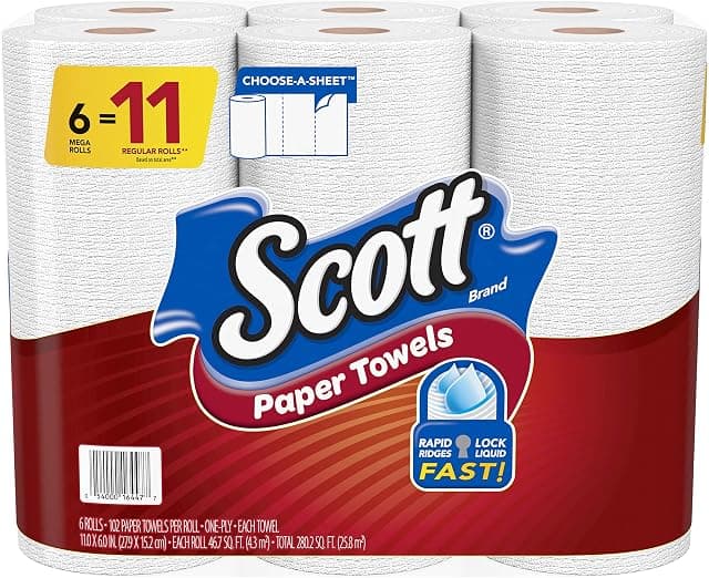 Scott Paper Towels, Choose-A-Sheet - 6 Mega Rolls = 11 Regular…