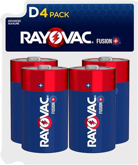 Rayovac Fusion D Batteries (4 Pack), Alkaline D Cell Batteries