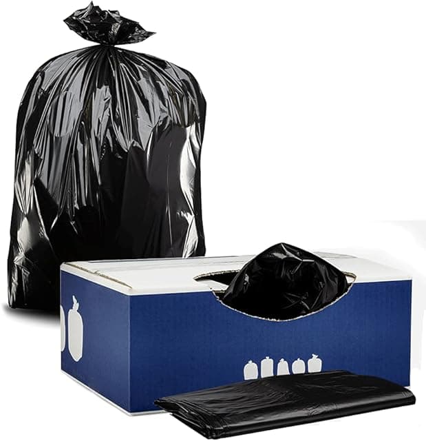 Plasticplace 32-33 Gallon Trash Bags │ 1 Mil │ Black Heavy…