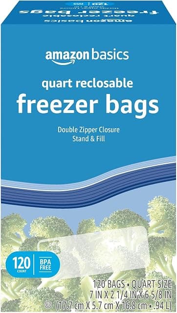 Reclosable Freezer Quart Food Storage Bags with Zipper Seal