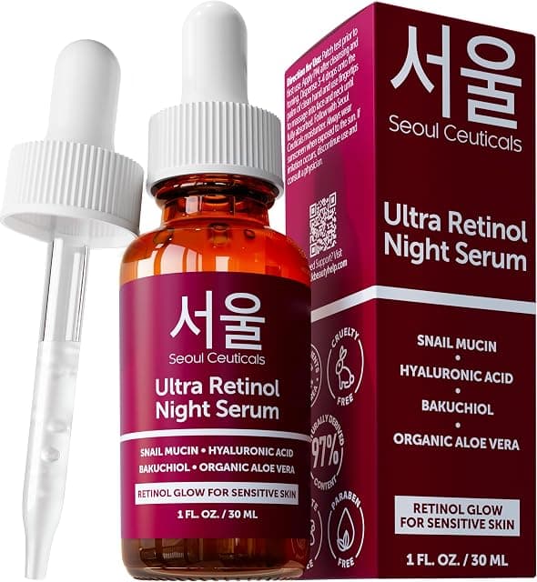 SeoulCeuticals 1% Korean Retinol Night Serum for Face - 97.5%…